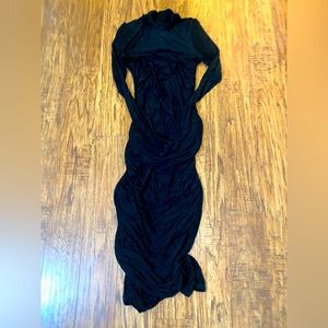 Long ruched turtle neck dress